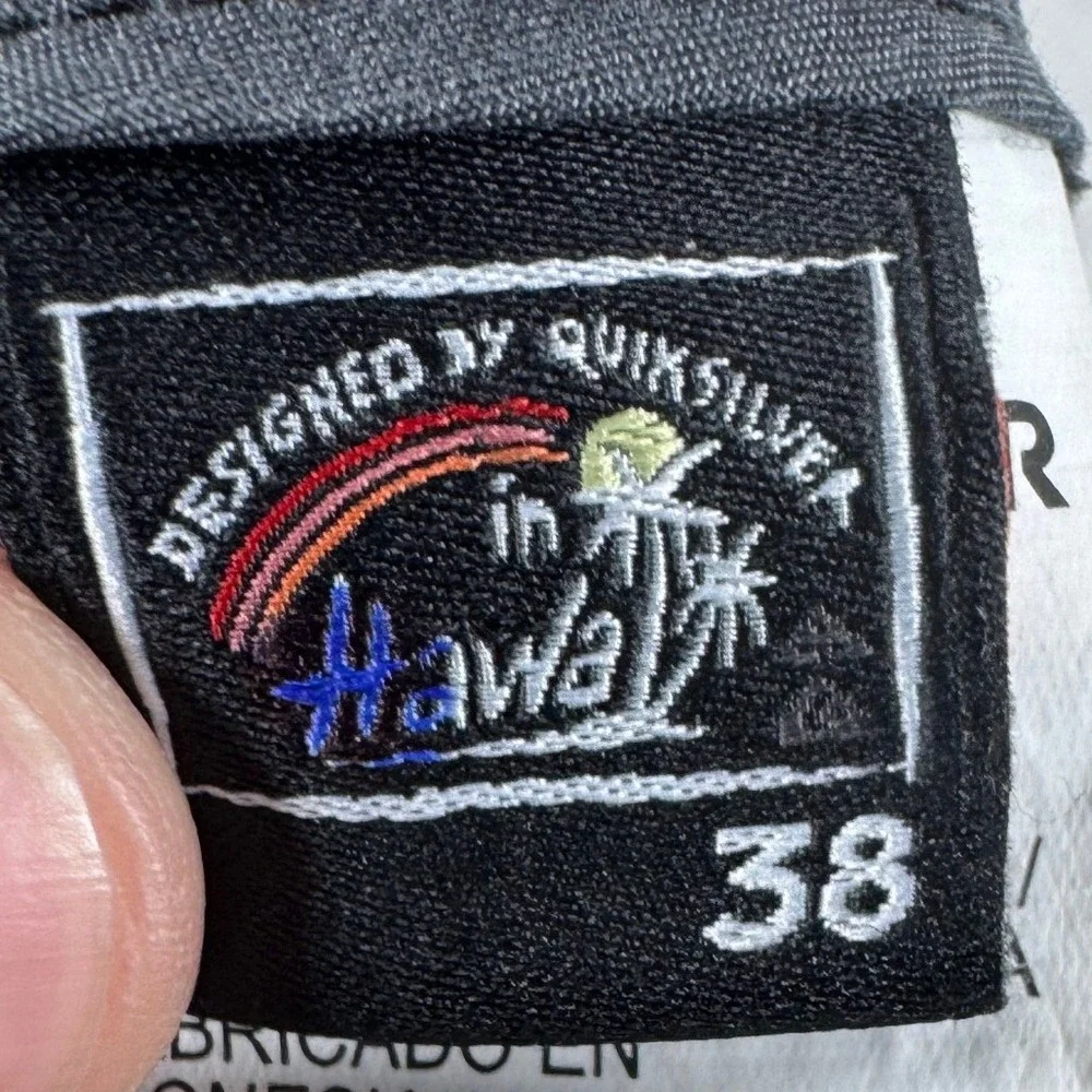 Quiksilver Highline Board Shorts Mens 38 Black Grey Lava Rock Print Swim Trunks